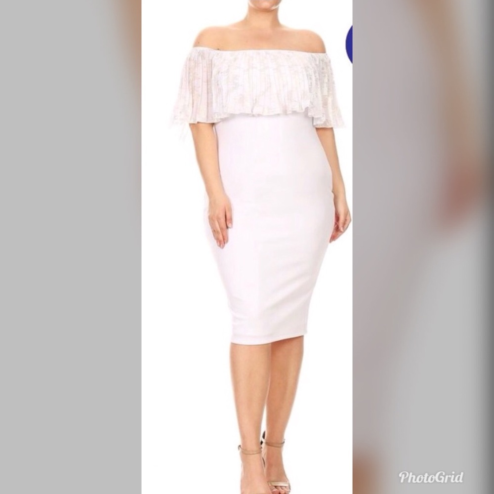 NEW✨ plus size women’s white dress with gold